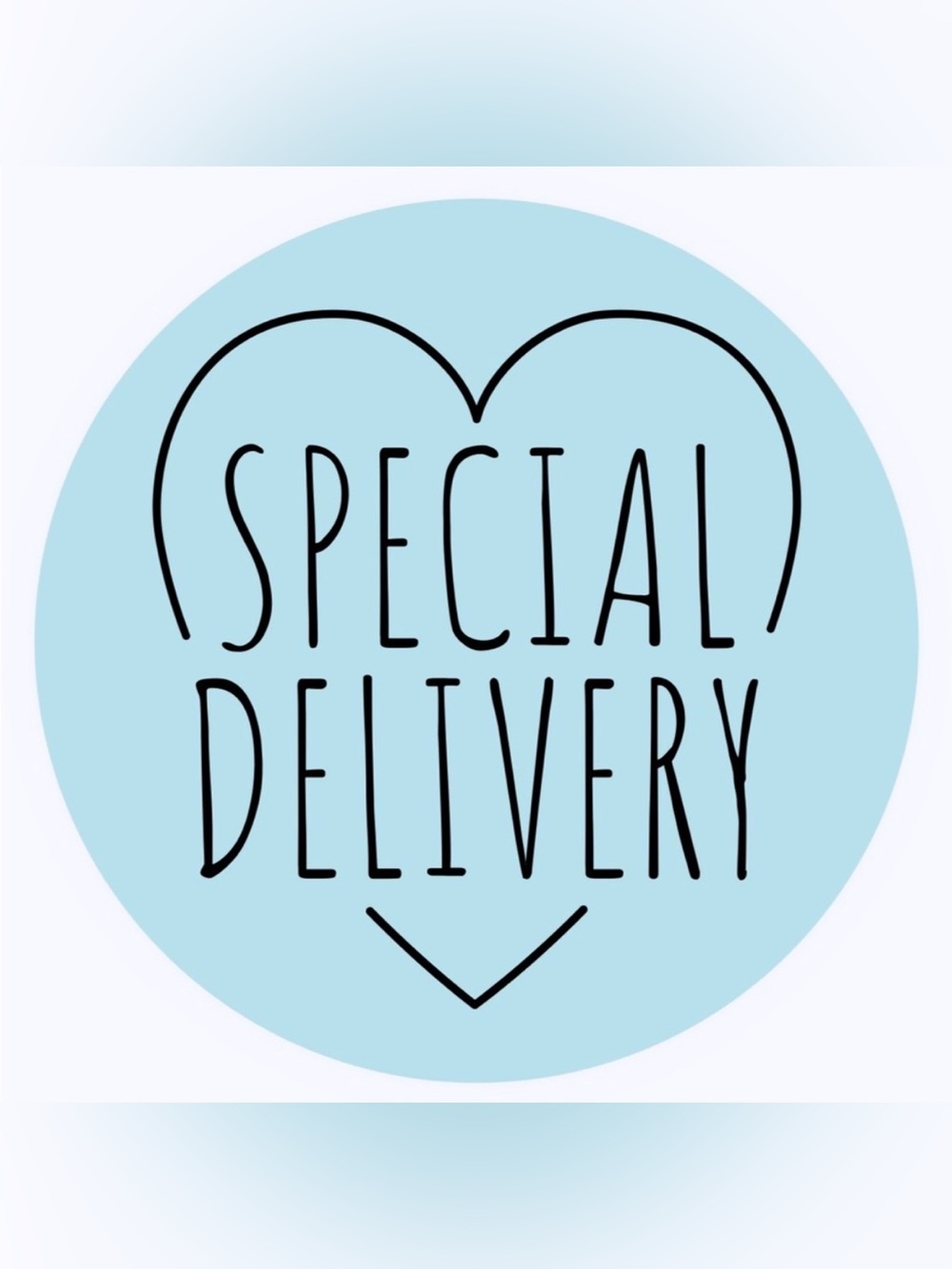 30 STICKERS - 2” ROUND - SPECIAL DELIVERY - BLUE